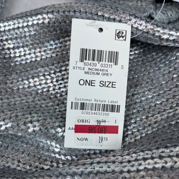 I.N.C  One Size Silver Sequin Metallic Scarf New - Picture 3 of 6